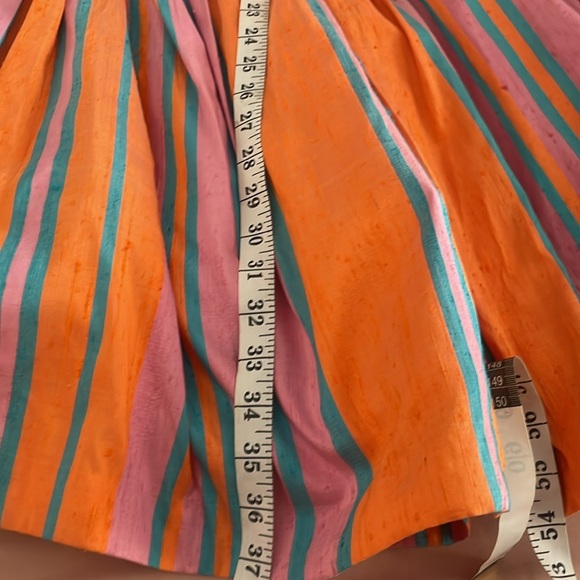 - Pia Rucci Silk Dress Stripe Short Sleeve Drop waist Size 14 - Picture 9 of 11